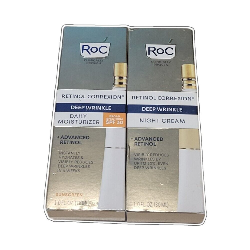 RoC Retinol Correxion Deep Wrinkle Night Cream and Daily Moisturizer bundle of 2